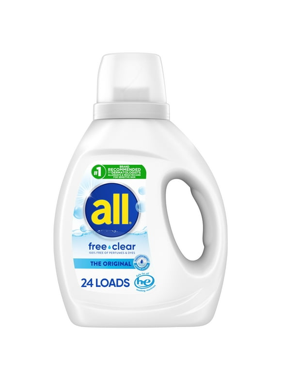 all Liquid Laundry Detergent, Free Clear for Sensitive Skin, 36 Fluid Ounces, 24 Loads