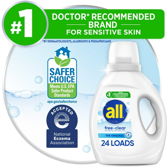 all free clear Liquid Laundry Detergent, 36 oz, 24 Loads