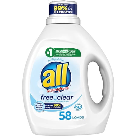 all Liquid Laundry Detergent, Free Clear for Sensitive Skin, 58 Loads, 88 Fluid Ounce