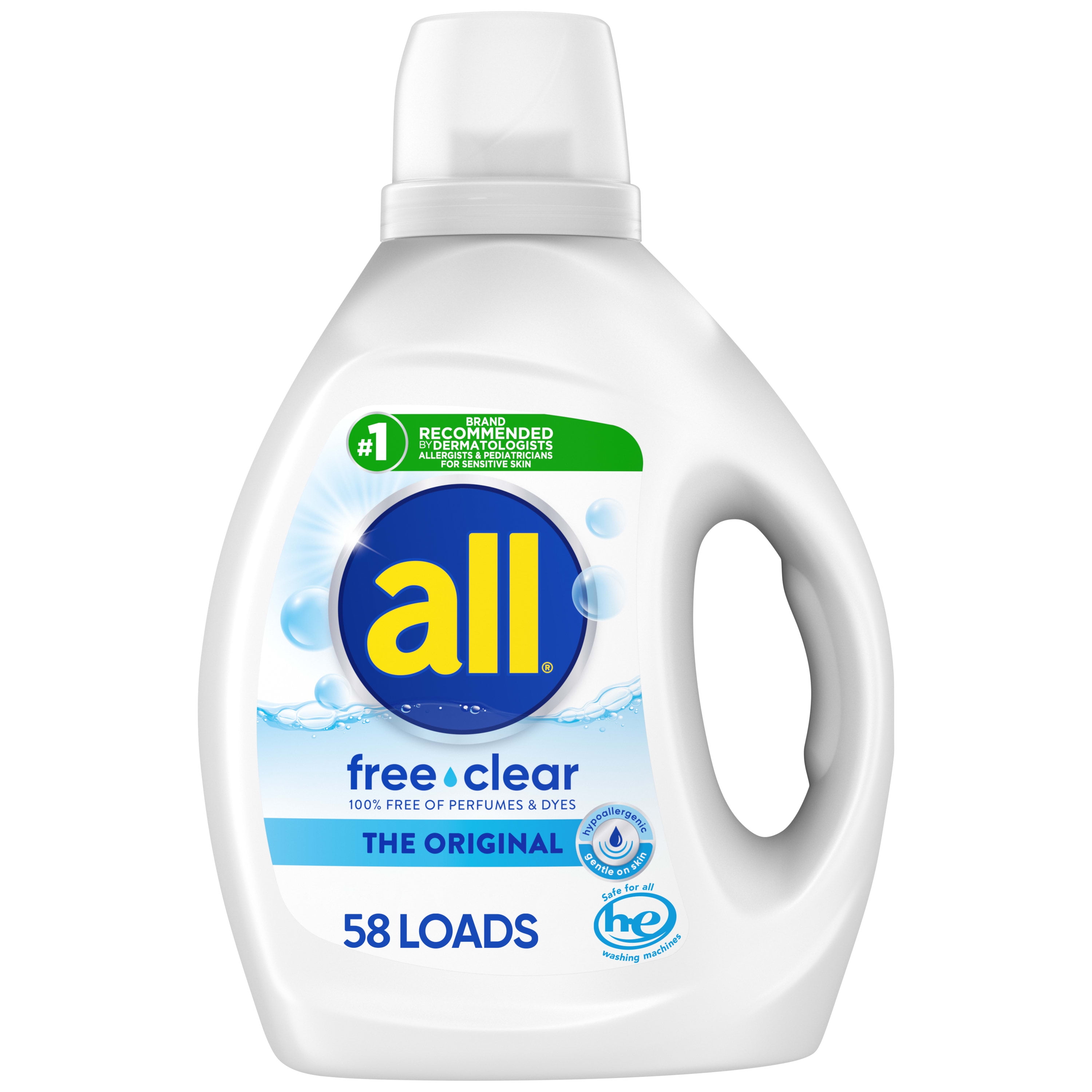 all Liquid Laundry Detergent, Free Clear for Sensitive Skin, 88 Fluid  Ounces, 58 Loads