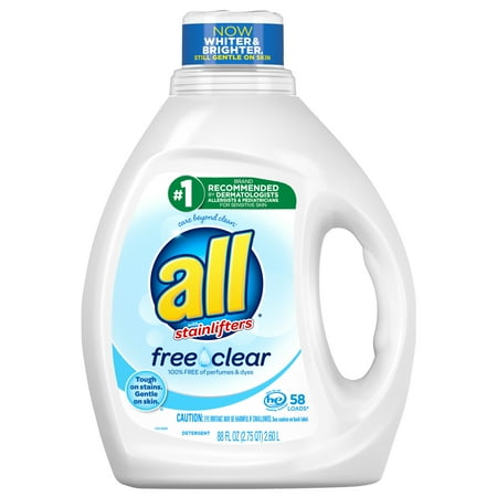 product image of all Liquid Laundry Detergent, Free Clear for Sensitive Skin, 88 Fluid Ounces, 58 Loads