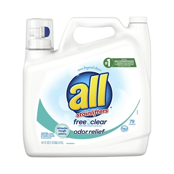 all Liquid Laundry Detergent, Free Clear for Sensitive Skin with Odor Relief, (Pack of 3)