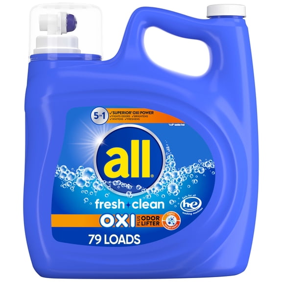 all Liquid Laundry Detergent, Fresh Clean Oxi plus Odor Lifter, 141 fl oz, 79 Loads