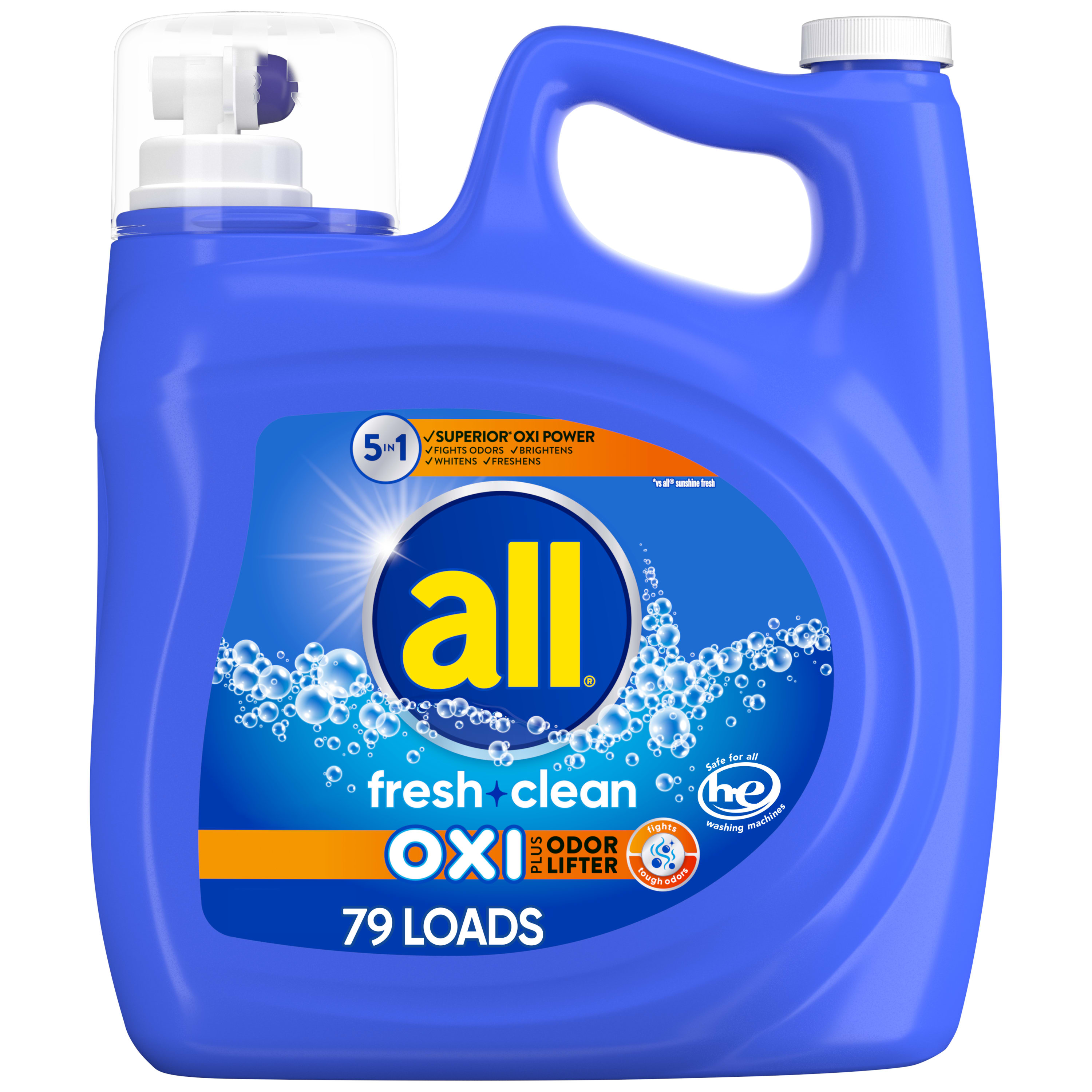 all Liquid Laundry Detergent, Fresh Clean Oxi plus Odor Lifter, 141 fl oz, 79 Loads - image 1 of 5