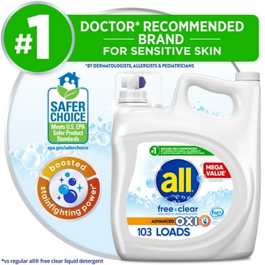 all Free Clear Liquid Laundry Detergent, Oxi, 184.5oz, 103 Loads