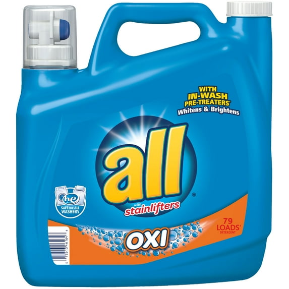 all Liquid Laundry Detergent with OXI Stain Removers and Whiteners, 141 Ounce, 79 Loads