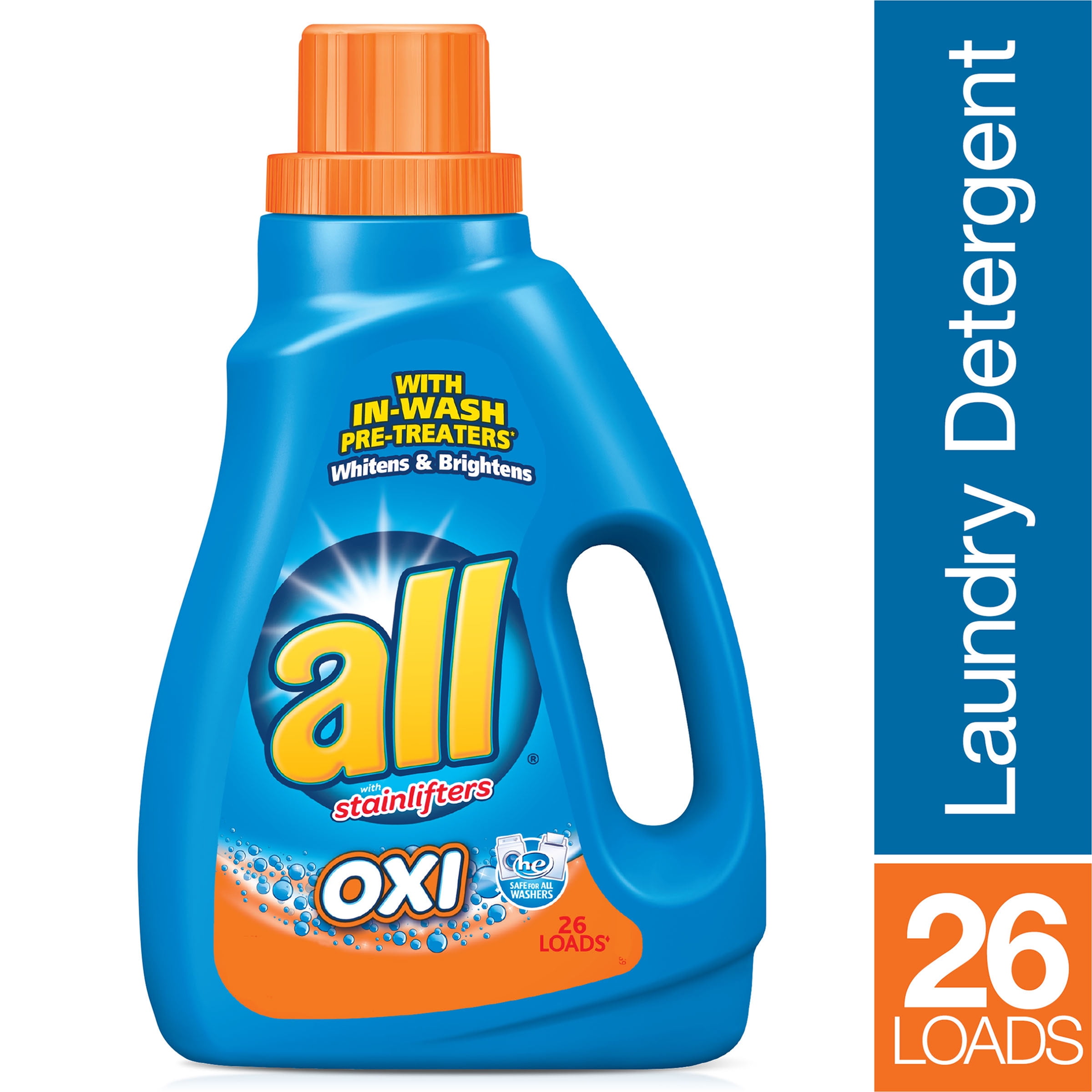 all Liquid Laundry Detergent with OXI Stain Removers and Whiteners, 46.5 Fluid Ounces, 26 Loads