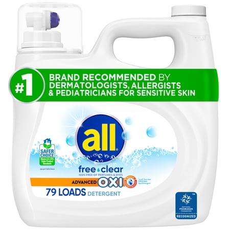 all Free Clear Liquid Laundry Detergent, Oxi, 118 oz, 79 Loads
