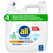 all Free Clear Liquid Laundry Detergent, Oxi, 154oz, 103 Loads