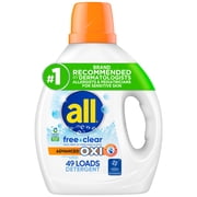all Free Clear Liquid Laundry Detergent, Oxi, 73oz, 49 Loads