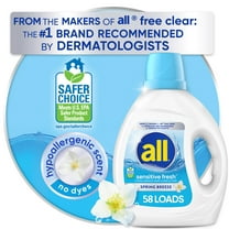 all Sensitive Fresh Liquid Laundry Detergent, Spring Breeze, 73 oz, 58 Loads
