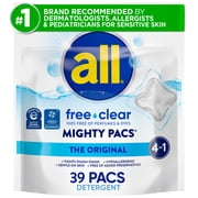 all free clear MIGHTY PACS The Original Laundry Detergent Pacs for Sensitive Skin, 39 Count