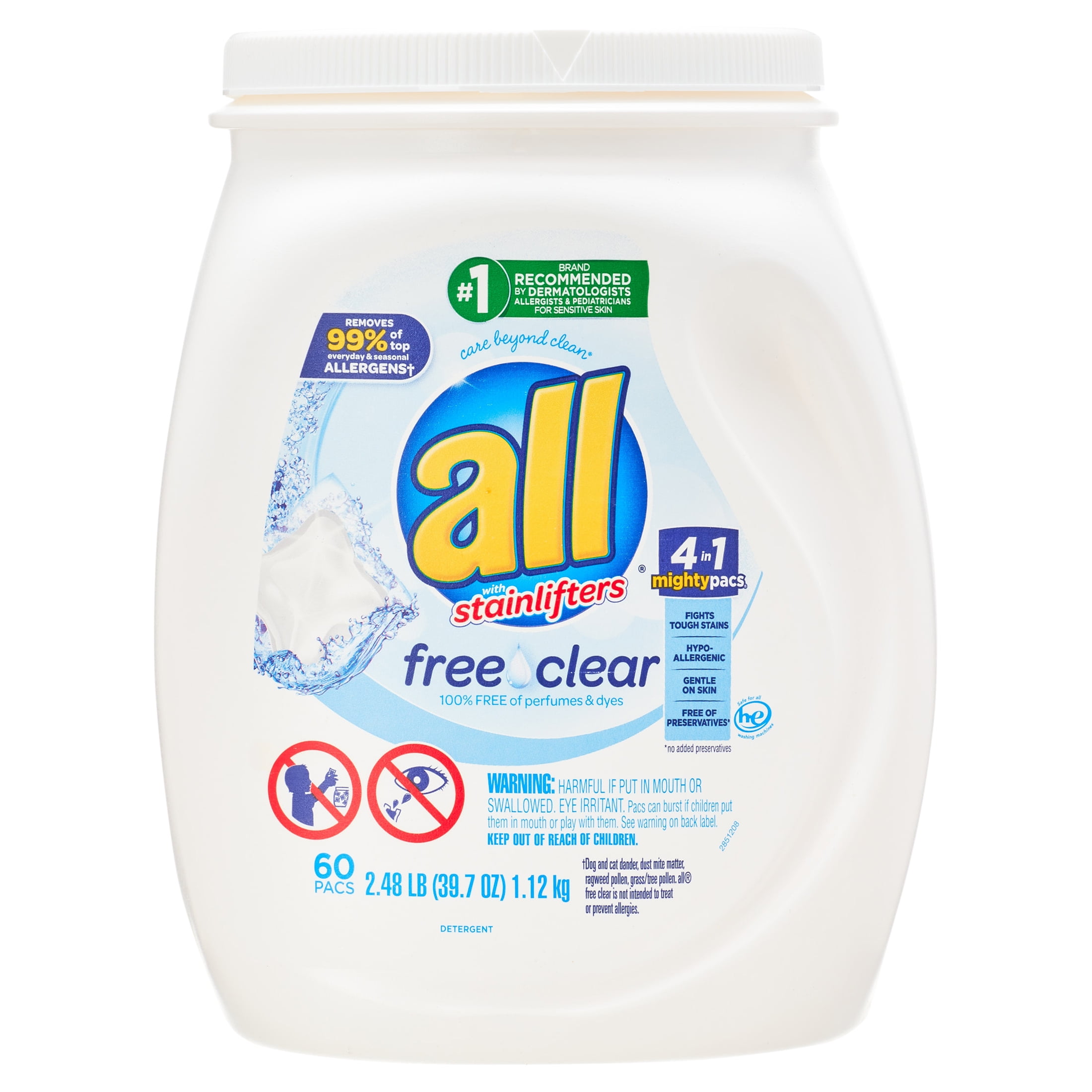 all Mighty Pacs Laundry Detergent Pacs, Free Clear for Sensitive Skin
