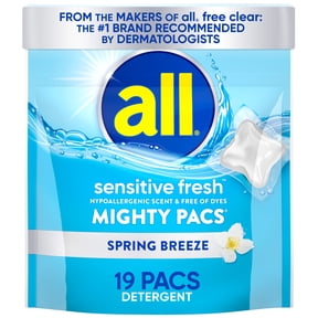 all sensitive fresh MIGHTY PACS Spring Breeze Scented Laundry Detergent, 19 Count