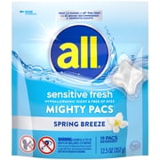 all sensitive fresh MIGHTY PACS Spring Breeze Scented Laundry Detergent, 19 Count