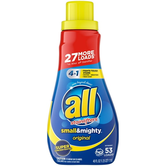 all Small & Mighty Super Concentrated Laundry Detergent Liquid, Stainlifter, 40 Fluid Ounces, 53 Loads