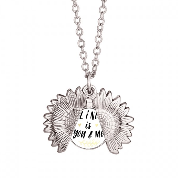 all i need is you and me quote sunflower necklace pendant locket jewelry