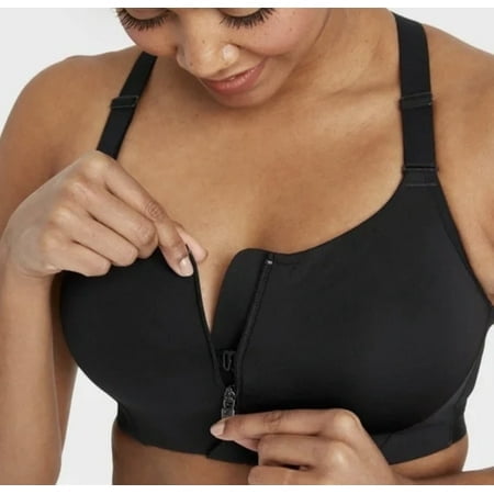 all in motion womens high support zip front black size 34D