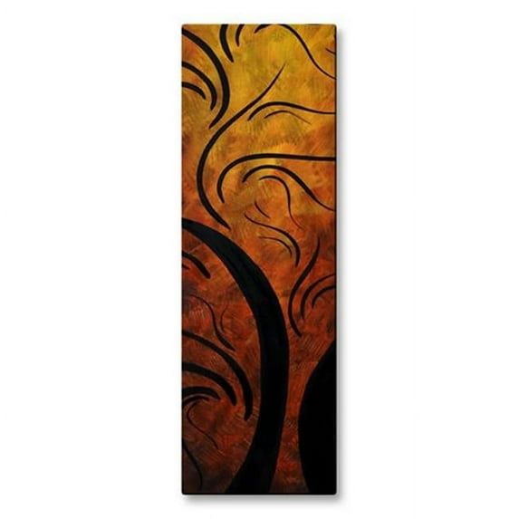 all my walls mad00159 dancing with the moon 2 metal art, orange, gold & black