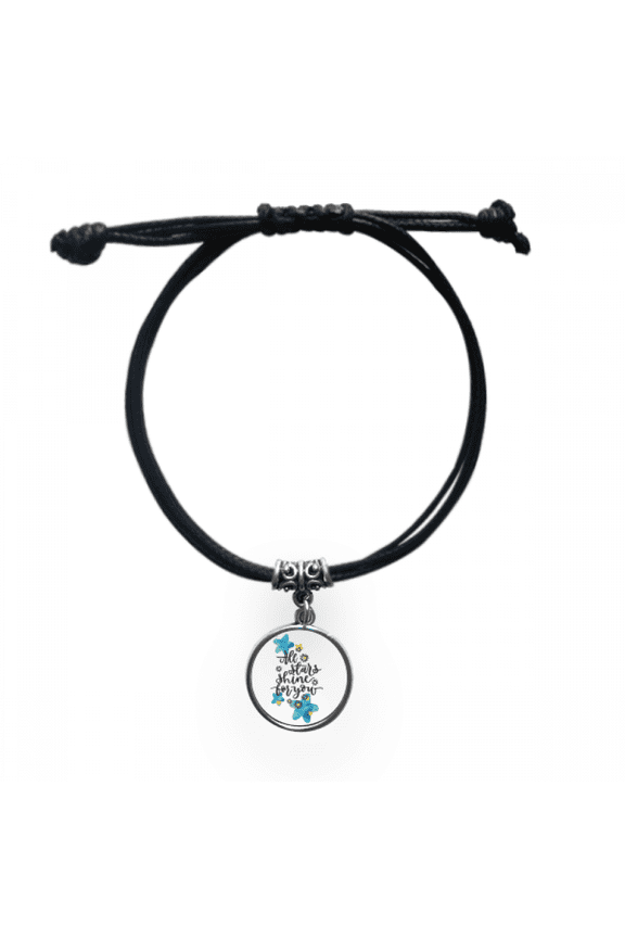 all stars shine to you quote bracelet leather wristband black jewelry