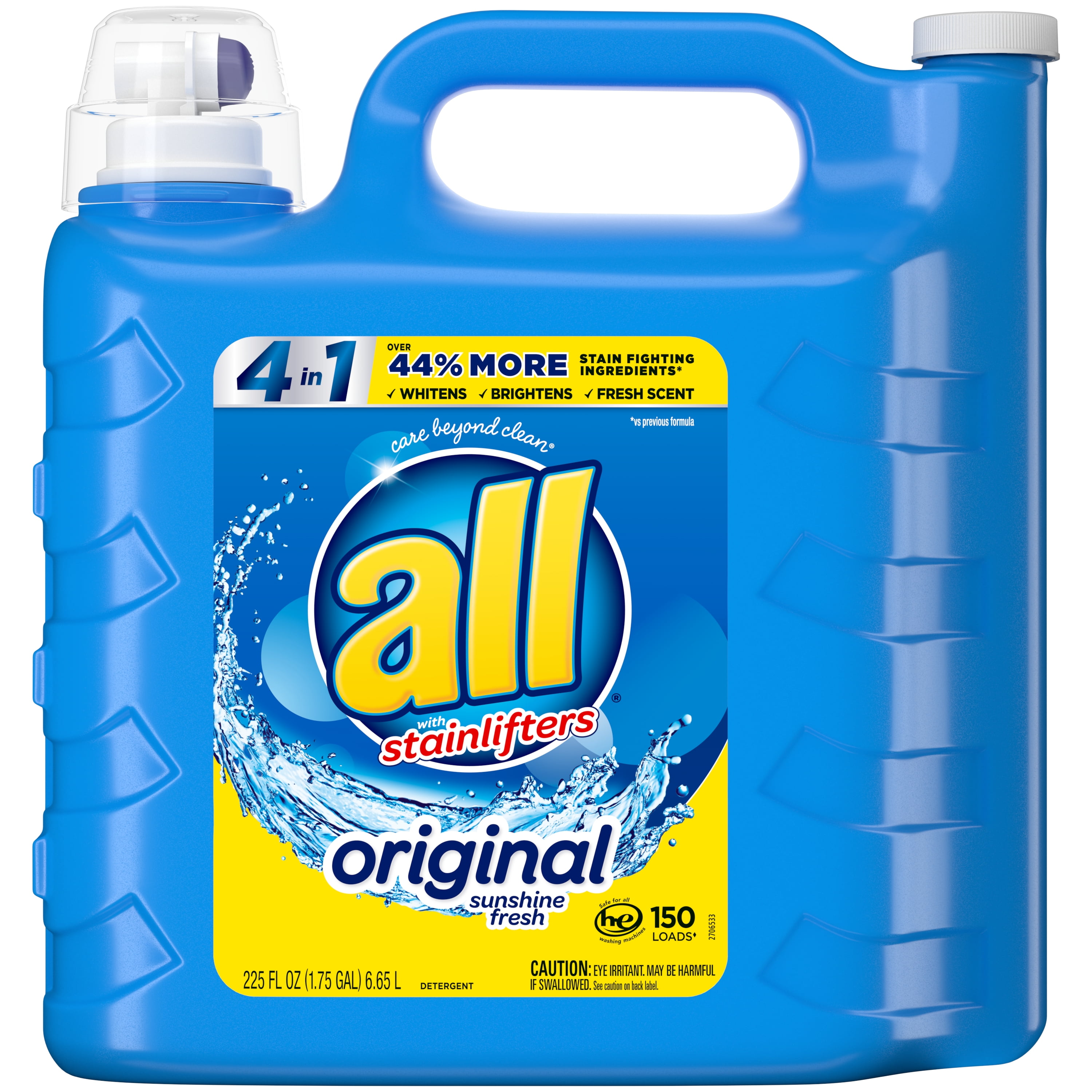 all Mighty Pacs Laundry Detergent Pacs, Fresh Clean 4 in 1 with  Stainlifters, Sunshine Fresh, 75 Count 