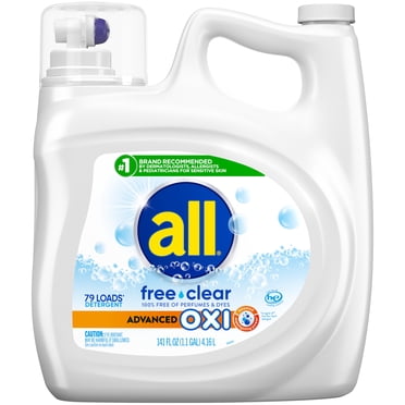 all Liquid Laundry Detergent with Advanced OXI Stain Removers and Whiteners, Free Clear, 141 Ounce, 79 Loads