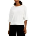 thumbnail image 1 of allbrand365 Designer Womens Cropped Elbow-Sleeve Top,White Heather,Medium, 1 of 2