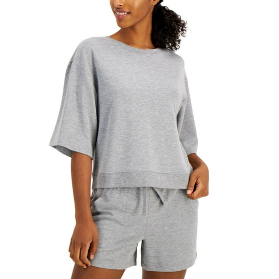 allbrand365 Designer Womens Cropped Elbow-Sleeve Top