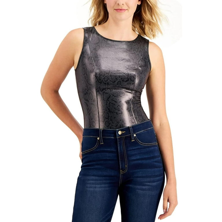 allbrand365 designer INC International Concepts Womens Faux Leather Snake  Print Bodysuit