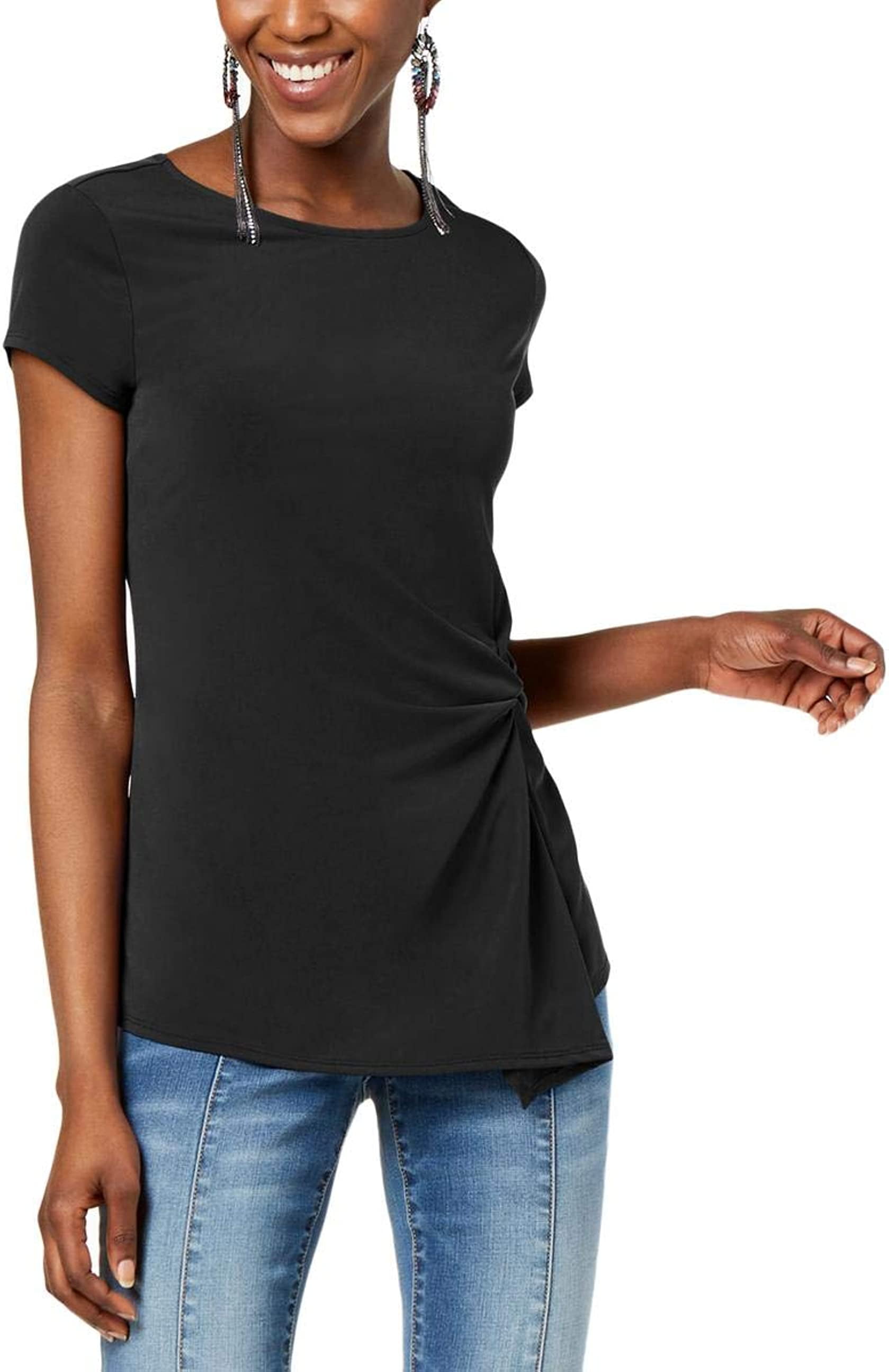 allbrand365 designer INC International Concepts Womens Twist Front Basic  T-Shirt