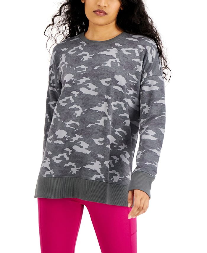 allbrand365 designer Ideology Womens Camo Print Sweatshirt,Deep Black,Small