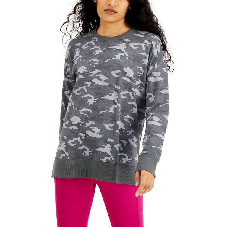 allbrand365 designer Ideology Womens Camo Print Sweatshirt,Deep Black,Small
