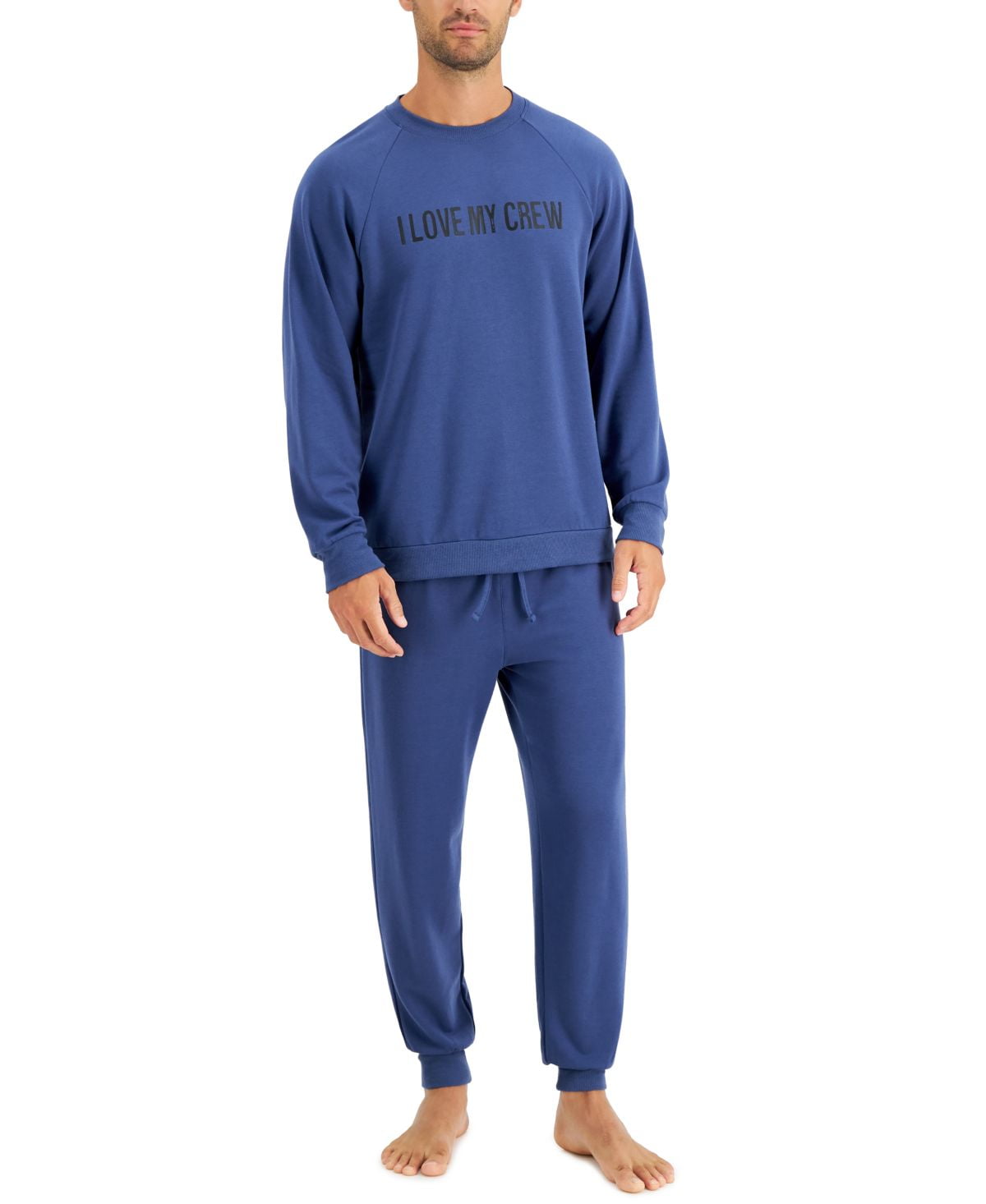 allbrand365 designer Mens Matching Crew Love Fleece Sweatshirt & Jogger  Pants Pajama Set 