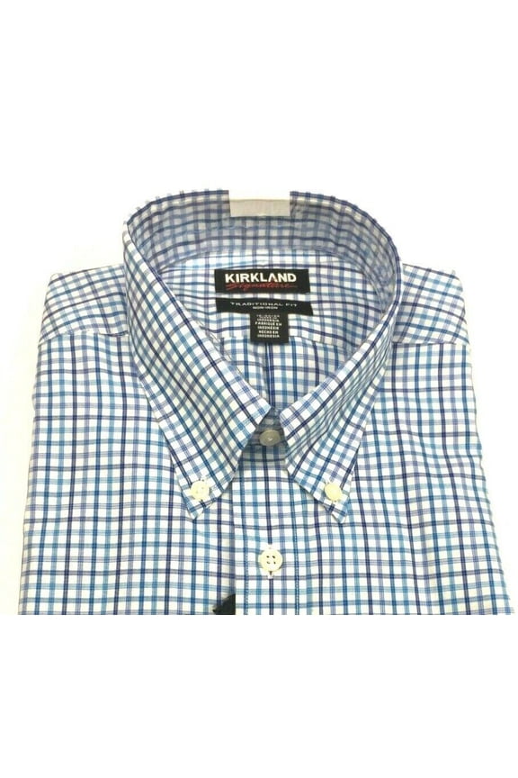 designer Mens Traditional Button Collar Dress Shirt,Blue,16 X 32/33