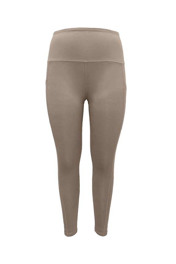 designer Womens Activewear High-Waist Side-Pocket 7/8 Leggings, X-Large, Coconut Palm