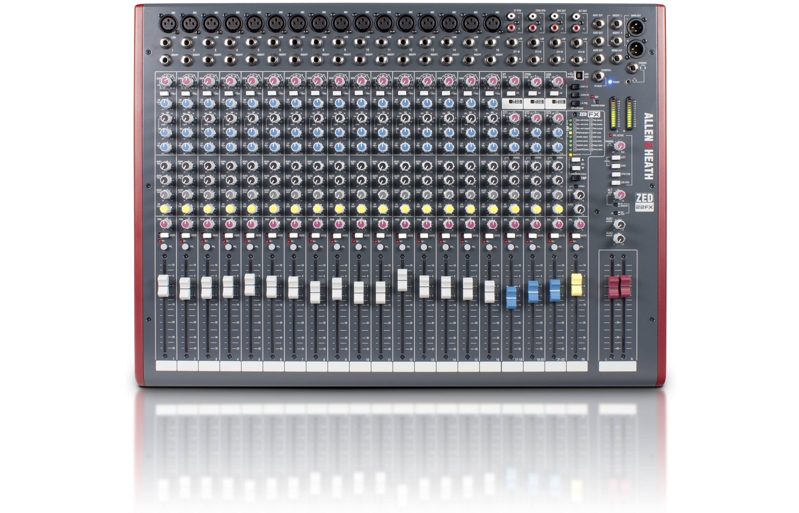 allen & heath zed-22fx 22 input usb audio mixer with effects