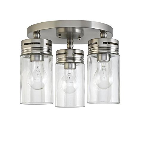 allen + roth 3-Light 12-in Brushed Nickel Semi Flush Mount Light