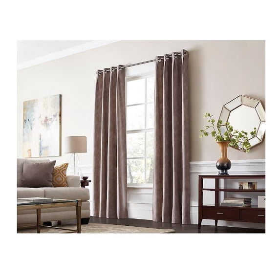allen + roth 84-in Sand Room Darkening Thermal Lined Grommet Single ...
