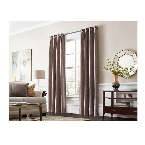 allen + roth 84-in Sand Room Darkening Thermal Lined Grommet Single Curtain Panel