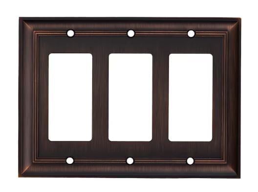 Aged Bronze 3-Gang Smooth Metal Wallplate