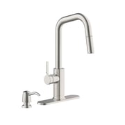 allen + roth Palmetto Spot Resist Stainless Single Handle Deck-mount Pull-down Kitchen Faucet with Sprayer Includes Deck Plate Includes Soap Dispenser