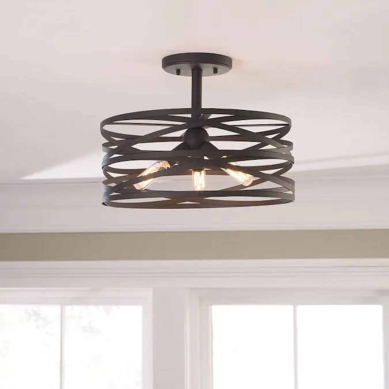 allen roth Winship 14 in Bronze Incandescent Semi flush Mount