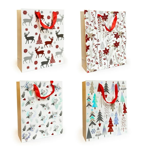 allgala 12 Pack Christmas Gift Bags, 13" Glitter