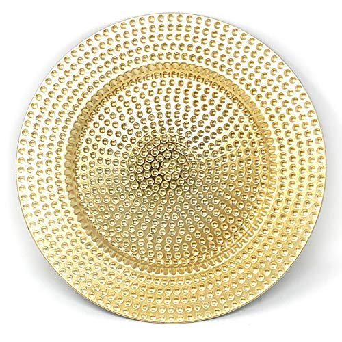 allgala 13-Inch 6-Pack Heavy Quality Round Charger Plates-Hammered Gold-HD80371