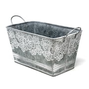 allgala Galvanized Planter Pot Indoor and Outdoor Decoration-Rectangle Grey-7"-HD88317