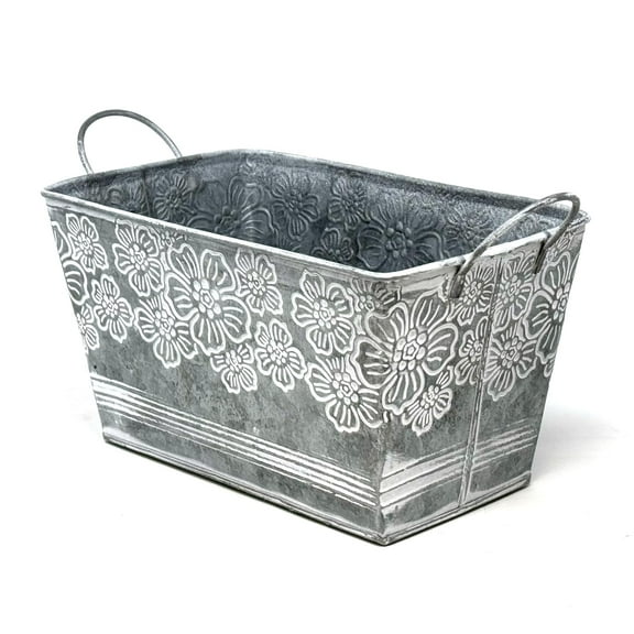 allgala Galvanized Planter Pot Indoor and Outdoor Decoration-Rectangle Grey-7"-HD88317
