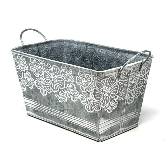 allgala Galvanized Planter Pot Indoor and Outdoor Decoration-Rectangle Grey-8"-HD88316