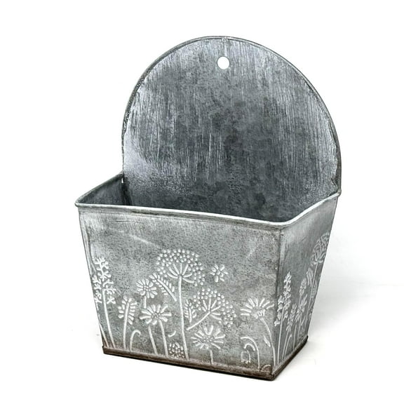allgala Galvanized Planter Wall Mount Hanging Pot Indoor and Outdoor Decoration-Wall Grey-8"-HD88327