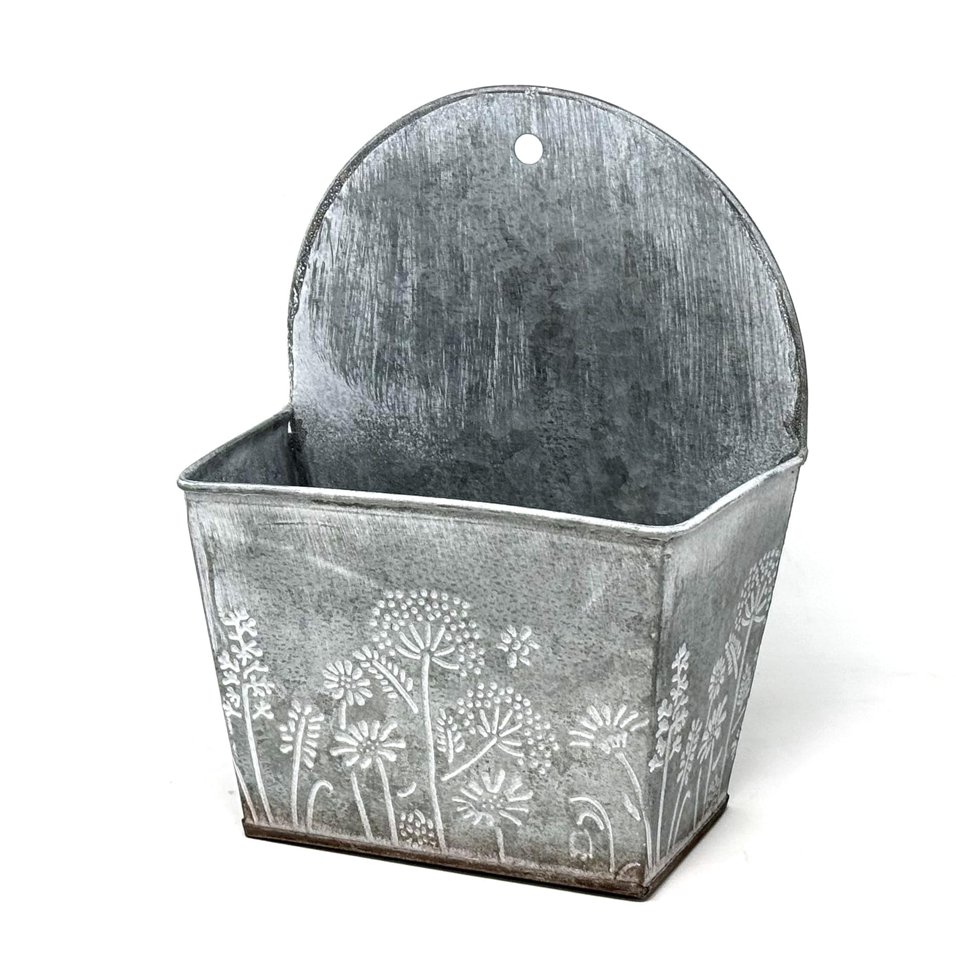 allgala Galvanized Planter Wall Mount Hanging Pot Indoor and Outdoor Decoration-Wall Grey-8"-HD88327