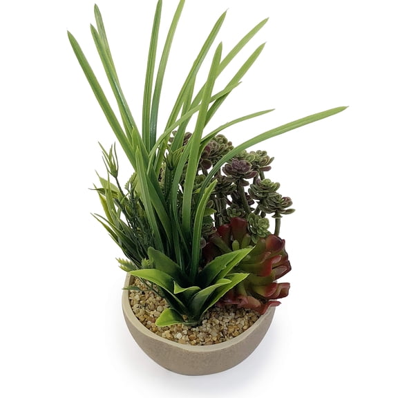 allgala Small Desktop Artificial Combination Succulent Plant Group with Natural Clay Pot